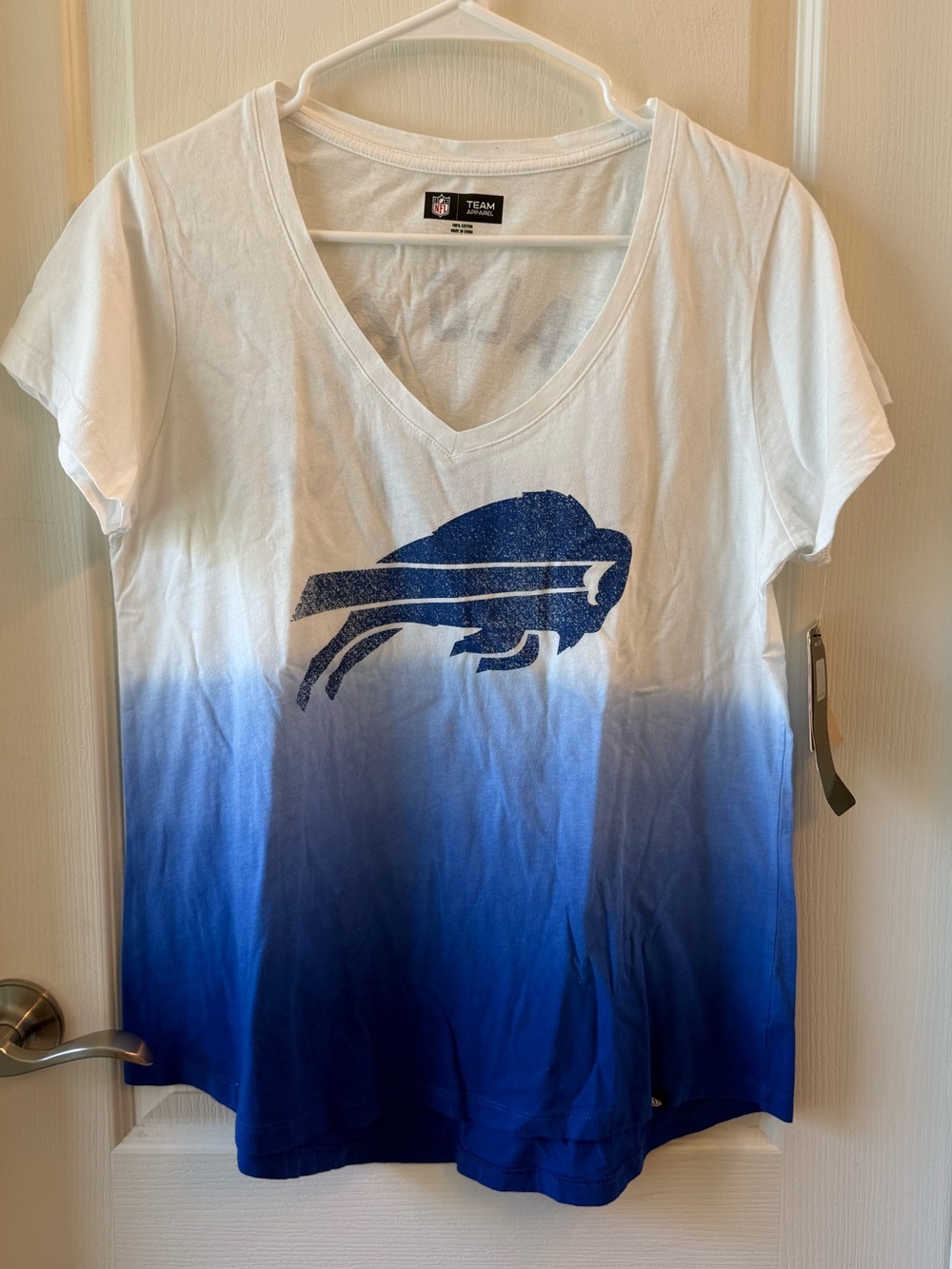NFL Buffalo Bills White Blue Ombré Cotton Team Apparel V neck Tee